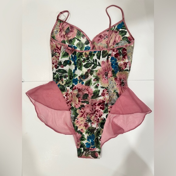 Vintage Victoria’s Secret Floral Bodysuit Lingerie Petite XS/S Button Crotch - Picture 6 of 10
